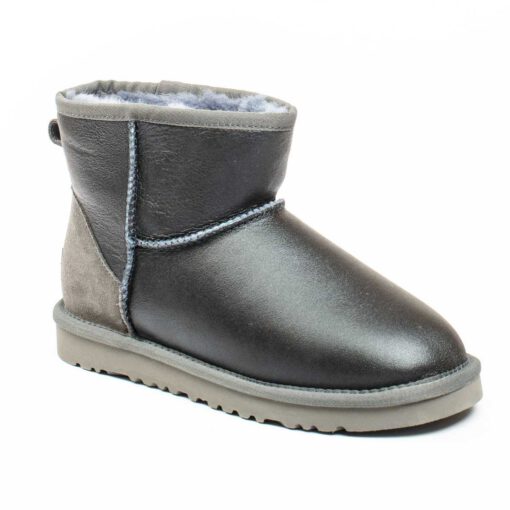 Угги женские ботинки UGG Mini Classic Metallic Grey - фото 3