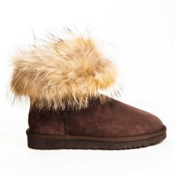 Угги женские ботинки UGG Mini Fox Fur Chocolate - фото 6