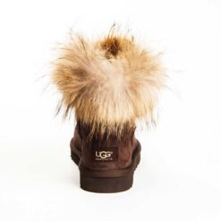 Угги женские ботинки UGG Mini Fox Fur Chocolate