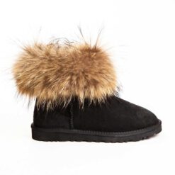 Угги женские ботинки UGG Mini Fox Fur Black
