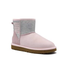 Угги женские ботинки UGG Mini Classic Sparkle Boot Seashell Pink
