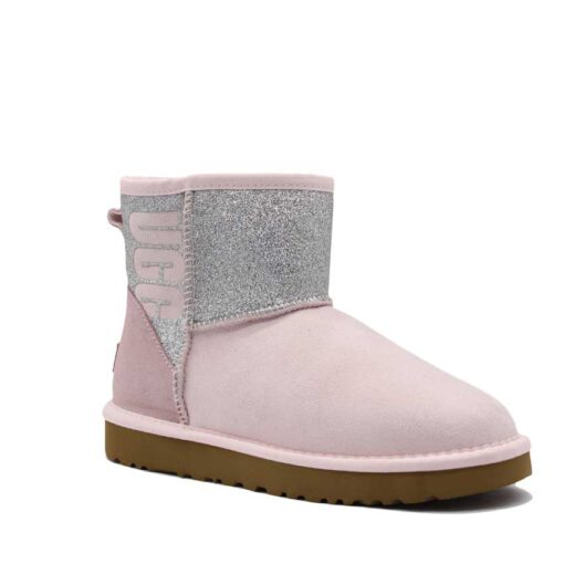 Угги женские ботинки UGG Mini Classic Sparkle Boot Seashell Pink - фото 3