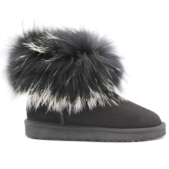 Угги женские ботинки UGG Mini Fox Fur Ultra Black - фото 7