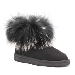 Угги женские ботинки UGG Mini Fox Fur Ultra Black