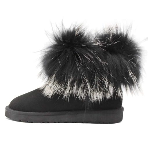Угги женские ботинки UGG Mini Fox Fur Ultra Black - фото 3