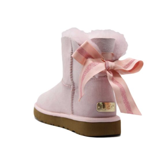 Угги женские ботинки UGG II Mini Bailey Bow Customizable Pink - фото 4
