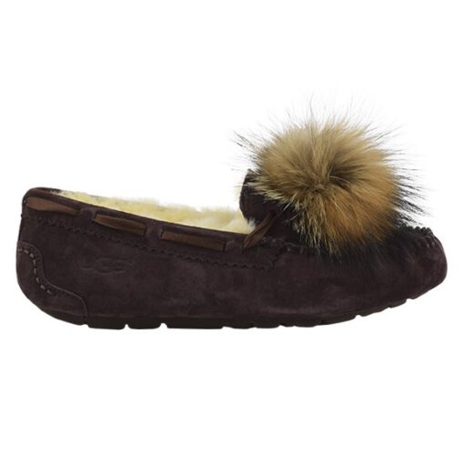 Угги женские мокасины UGG Pom Pom Dakota Chocolate - фото 1