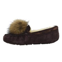 Угги женские мокасины UGG Pom Pom Dakota Chocolate