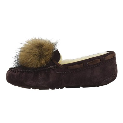 Угги женские мокасины UGG Pom Pom Dakota Chocolate - фото 4