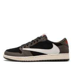 Кроссовки Nike Air Jordan 1 Low x Travis Scott коричнево-чёрные с белым
