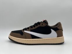 Кроссовки Nike Air Jordan 1 Low x Travis Scott коричнево-чёрные с белым