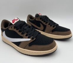 Кроссовки Nike Air Jordan 1 Low x Travis Scott коричнево-чёрные с белым - фото 5