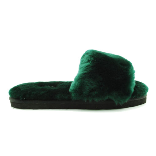 Угги тапочки женские UGG Fluff Slide Slippers Dark Green - фото 1