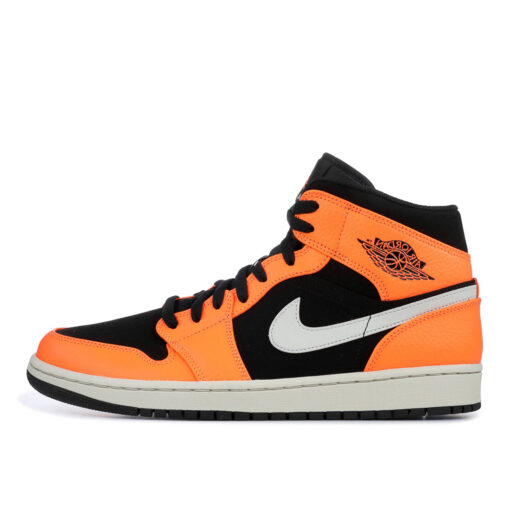 Кроссовки Nike Air Jordan 1 Mid Black Cone 554724-062 оранжево-чёрные - фото 1