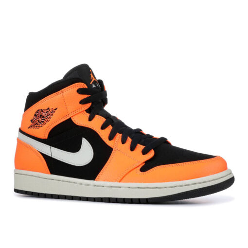 Кроссовки Nike Air Jordan 1 Mid Black Cone 554724-062 оранжево-чёрные - фото 2