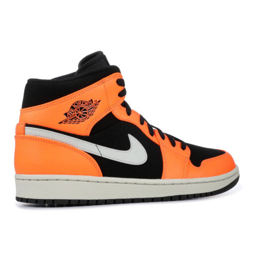 Кроссовки Nike Air Jordan 1 Mid Black Cone 554724-062 оранжево-чёрные - фото 3