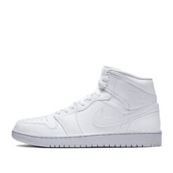 Кроссовки Nike Air Jordan 1 Mid Triple White 554724-130 белые