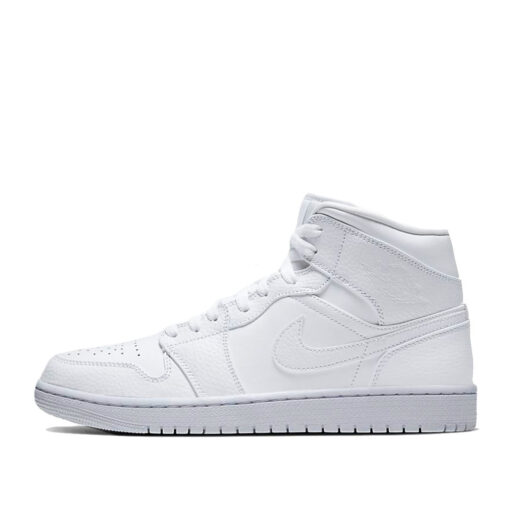 Кроссовки Nike Air Jordan 1 Mid Triple White 554724-130 белые - фото 1