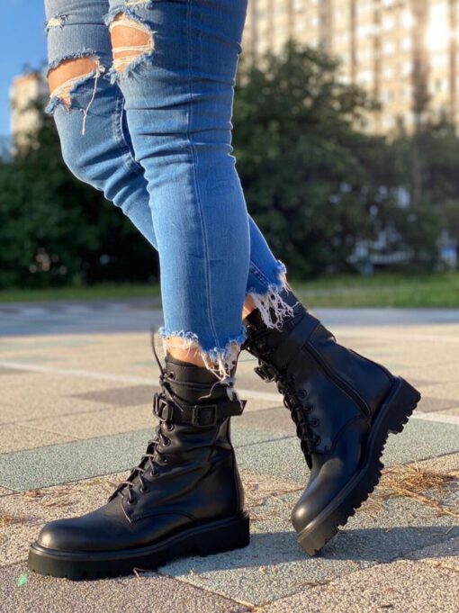 Ботинки женские Валентино черные A53468 - фото 4