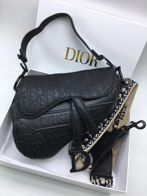 Женская кожаная сумка Christian Dior Saddle черная A51283 - фото 1