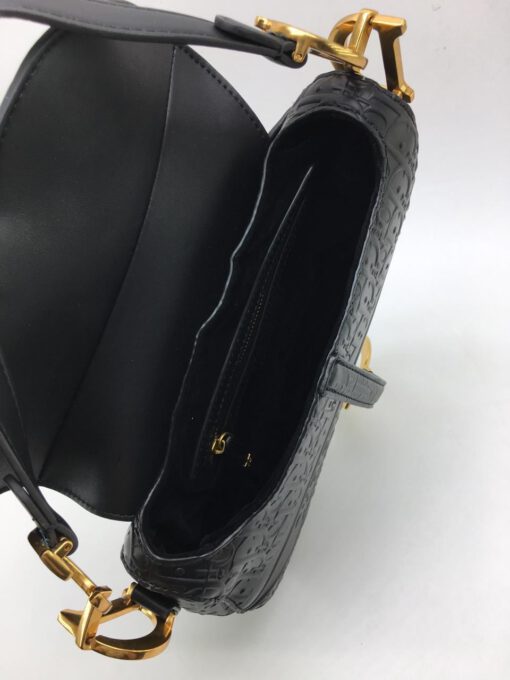 Женская кожаная сумка Christian Dior Saddle черная A51283 - фото 3