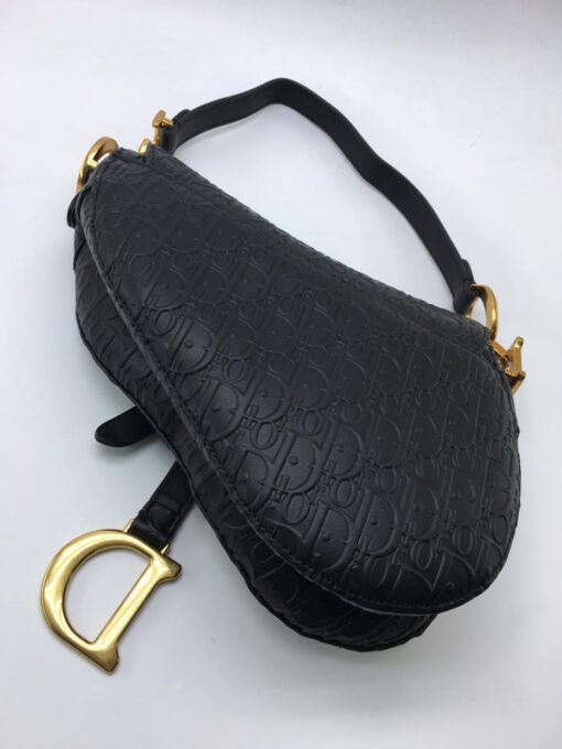 Женская кожаная сумка Christian Dior Saddle черная A51283 - фото 4