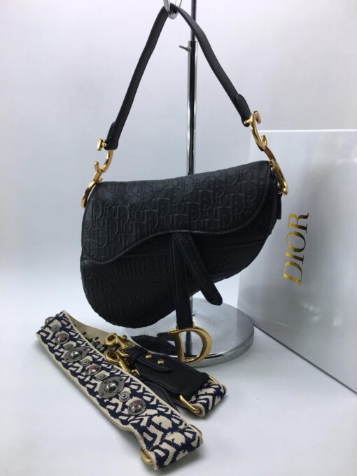 Женская кожаная сумка Christian Dior Saddle черная A51283 - фото 5