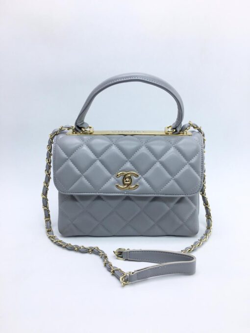 Женская сумка Chanel 24x18x9 серая A53902 - фото 1