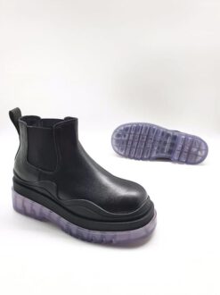 Ботинки женские Bottega Veneta черно-фиолетовые