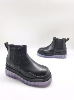 Ботинки женские Bottega Veneta черно-фиолетовые