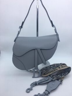 Женская кожаная сумка Christian Dior Saddle серая A50881