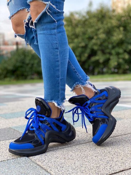 Кроссовки женские Louis Vuitton черно-синие - фото 5