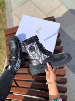 Ботинки женские Dior черно-серые