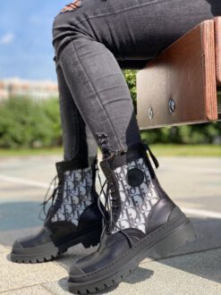 Ботинки женские Dior черно-серые