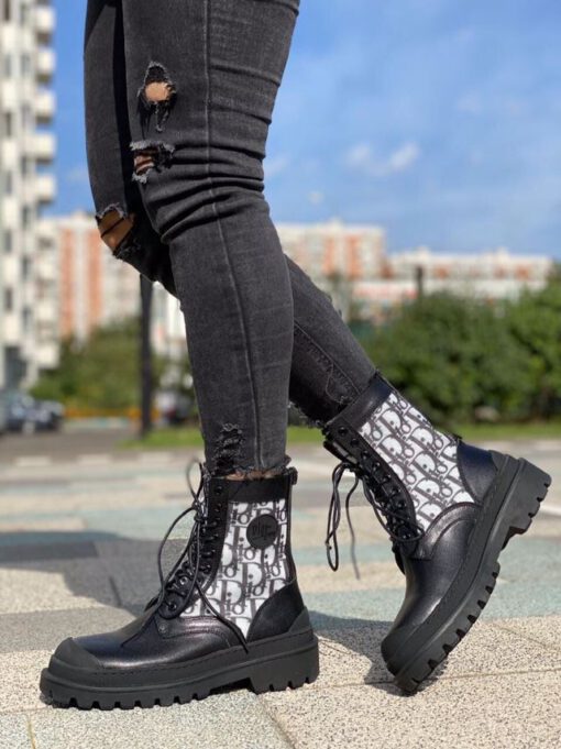 Ботинки женские Dior черно-серые - фото 9