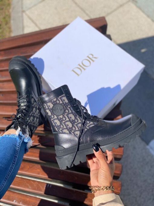 Ботинки женские Dior черно-серые - фото 11