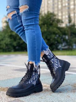 Ботинки женские Dior черно-синие