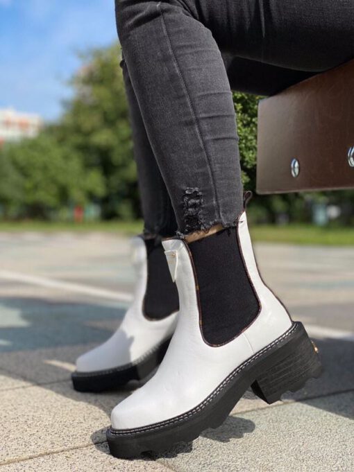 Ботинки женские Louis Vuitton бело-черные - фото 6