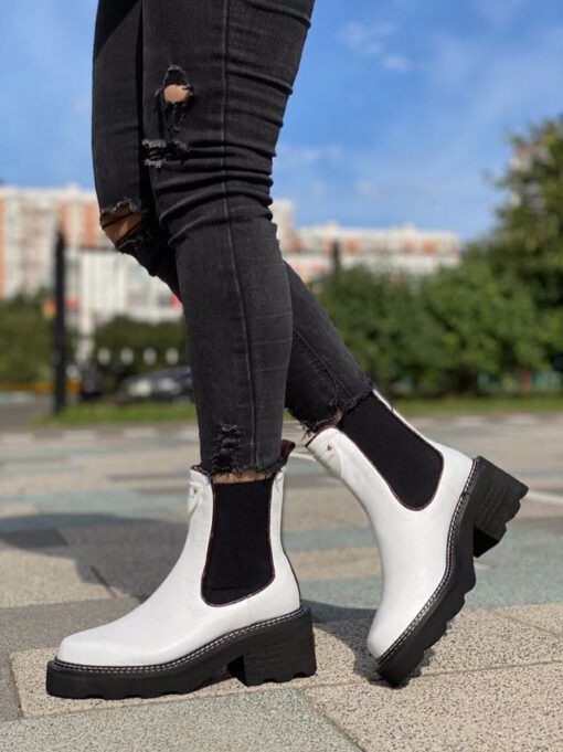 Ботинки женские Louis Vuitton бело-черные - фото 5