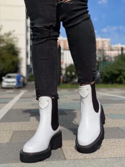 Ботинки женские Louis Vuitton бело-черные