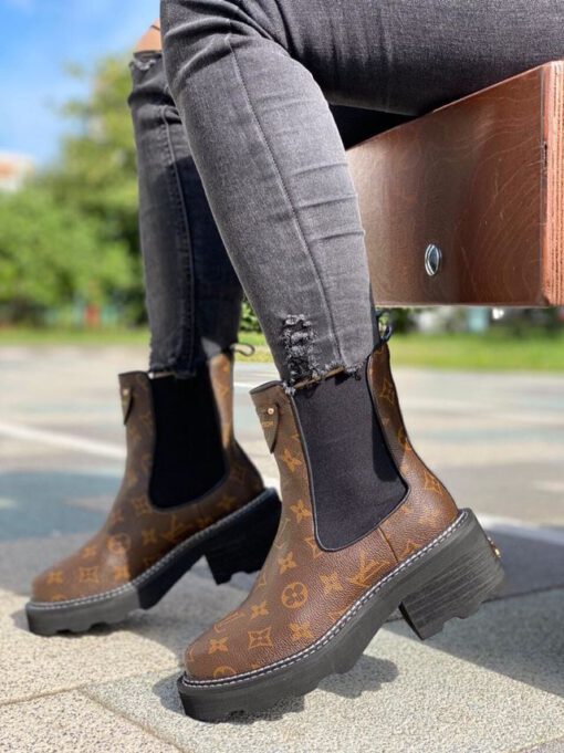 Ботинки женские Louis Vuitton коричнево-черные A53215 - фото 4