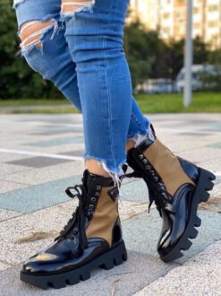 Ботинки женские Prada черно-коричневые