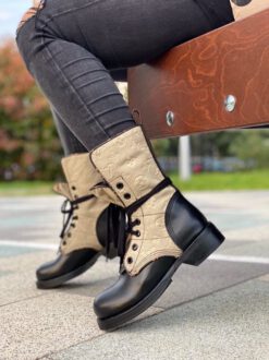 Ботинки женские Louis Vuitton бежево-черные