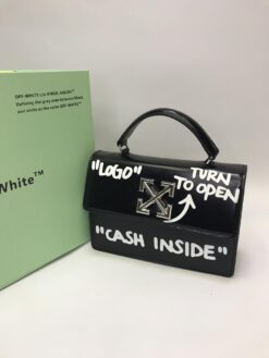 Женская кожаная сумка Off White черная A54863