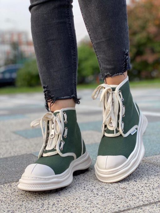 Кроссовки женские Chanel бело-зеленые A55006 - фото 2