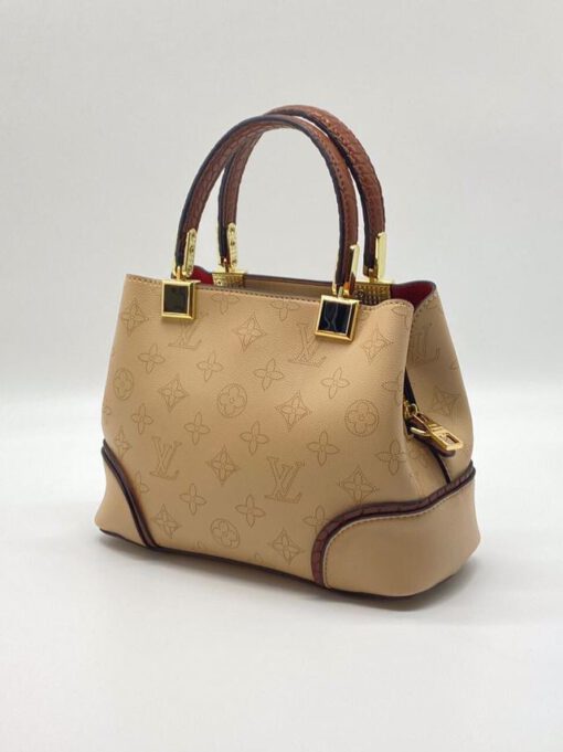 Женская кожаная сумка Louis Vuitton бежевая A55055 - фото 2