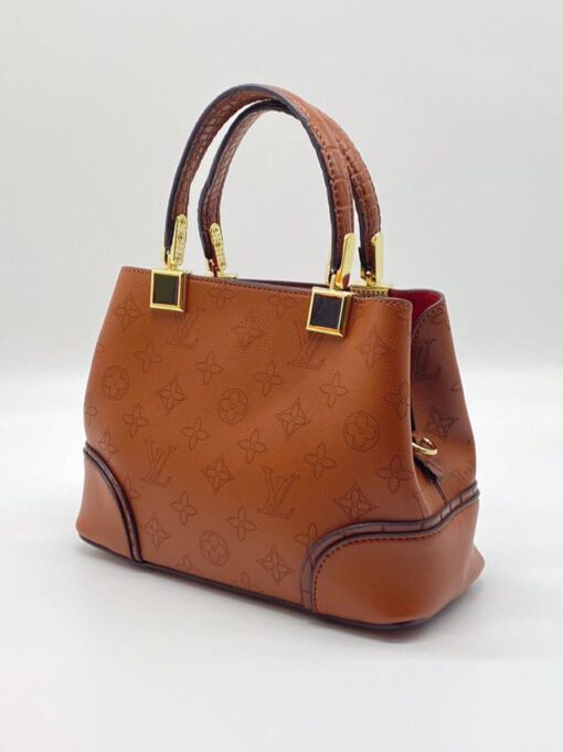 Женская кожаная сумка Louis Vuitton каштановая - фото 2
