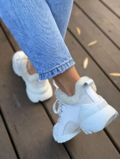Зимние ботинки женские Dior белые
