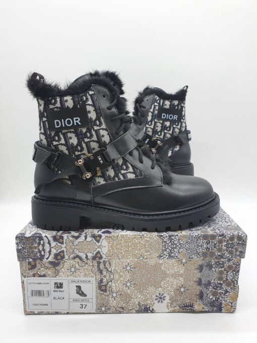 Зимние ботинки женские Dior с мехом черные A58169 - фото 2