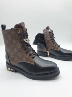Зимние ботинки женские Louis Vuitton с мехом коричневые A58144